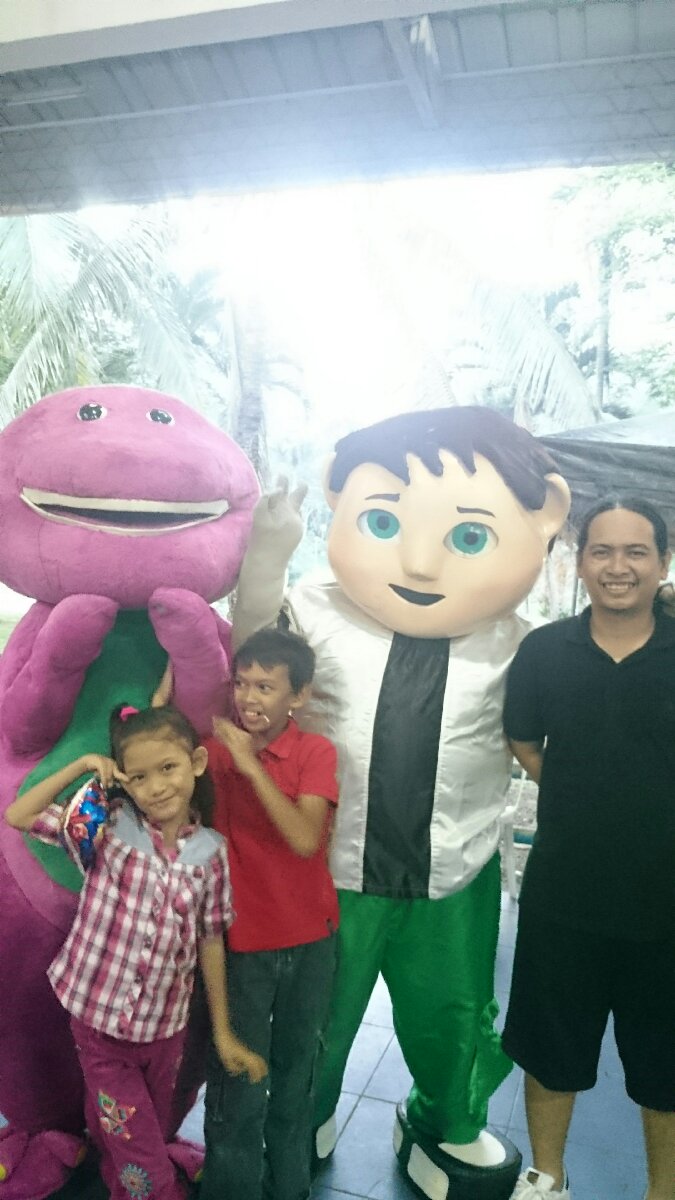 With barney and ben10, Childrens party