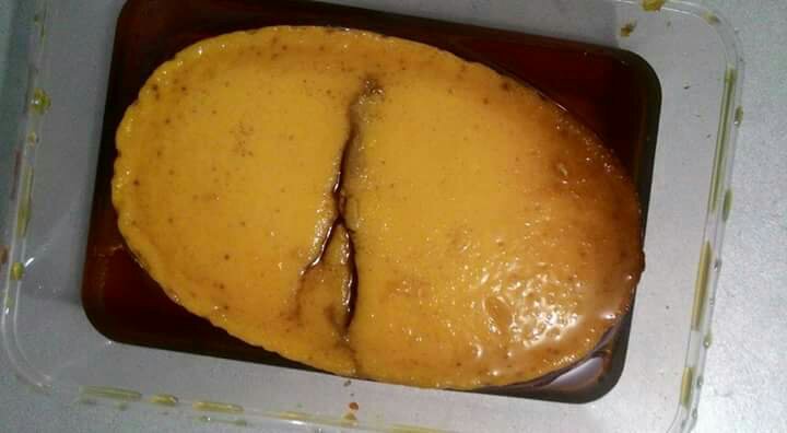 leche flan in a cold and rainy morning