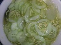 cucumber, with sugar, lemon and ice cubes