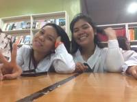 Classmates, friends, pretty, gia, and, raniel, in, the, library
