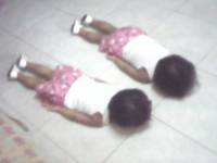 twins on plank