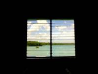 window pane, nature, sky, clouds, land, sea