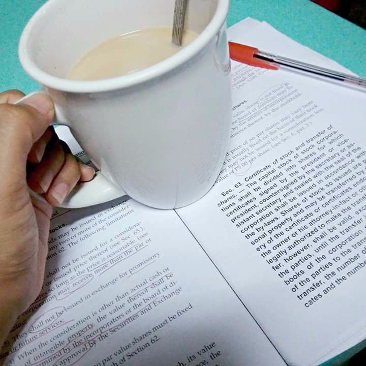 coffee while reading sections about law