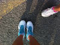 running shoes white and skyblue jogging time
