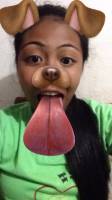snapchat, doggy filter, long tongue out, cousin ira, green shirt