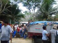 Lining up for relief goods