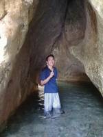 My brother loves the view of rock formation, Calm water, Shade from the hear