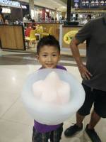 happy with his cotton candy