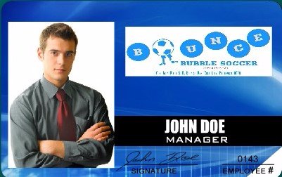 bounce, bubble soccer, identification card, front