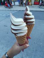 Ice cream, cone, chocolate, vanilla, sweet