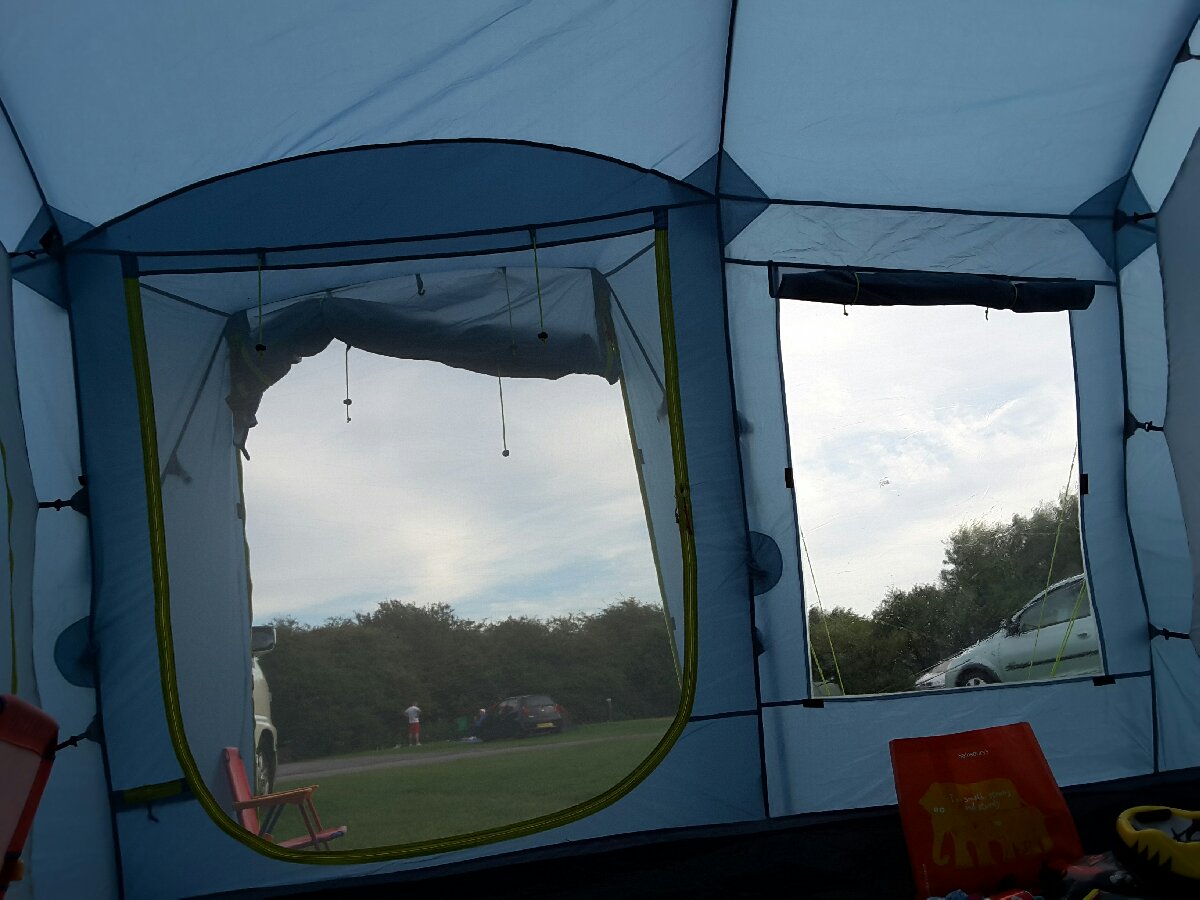View from our tent, camping holiday, northfarm park, somerset