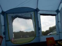 View from our tent, camping holiday, northfarm park, somerset