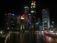 singapore river, night skyline, buildings, city lights