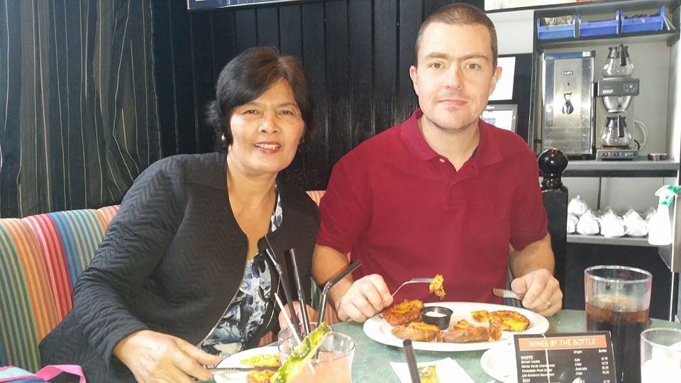 Having lunch with my son in law, Damon Restaurant, Lincoln, UK