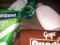 Personal hygiene and foods, fresh milk, quadros, nivea, alcohol, lotion