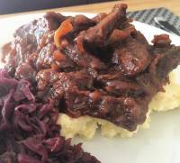 mashed potato and rode kool red cabbage on the side. . 