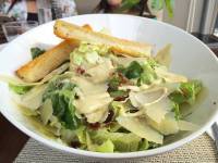 herb crusted halibut, fresh green salad