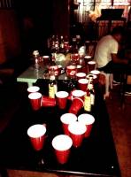 red cups, at the #bar, party people, #fun