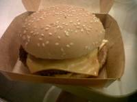 look at the burger , cheese, patty, its mouthwatering, yum