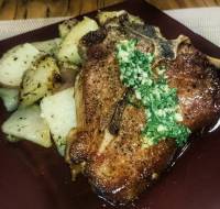 my dish, lamb loin chops w mint gremolata x herbed potatoes