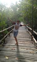 Bamboo bridge, exciting, fun
