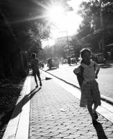 Streetphotography,  girl heading to school