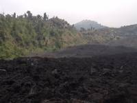 lava field leading to a little shop, pacaya volcano