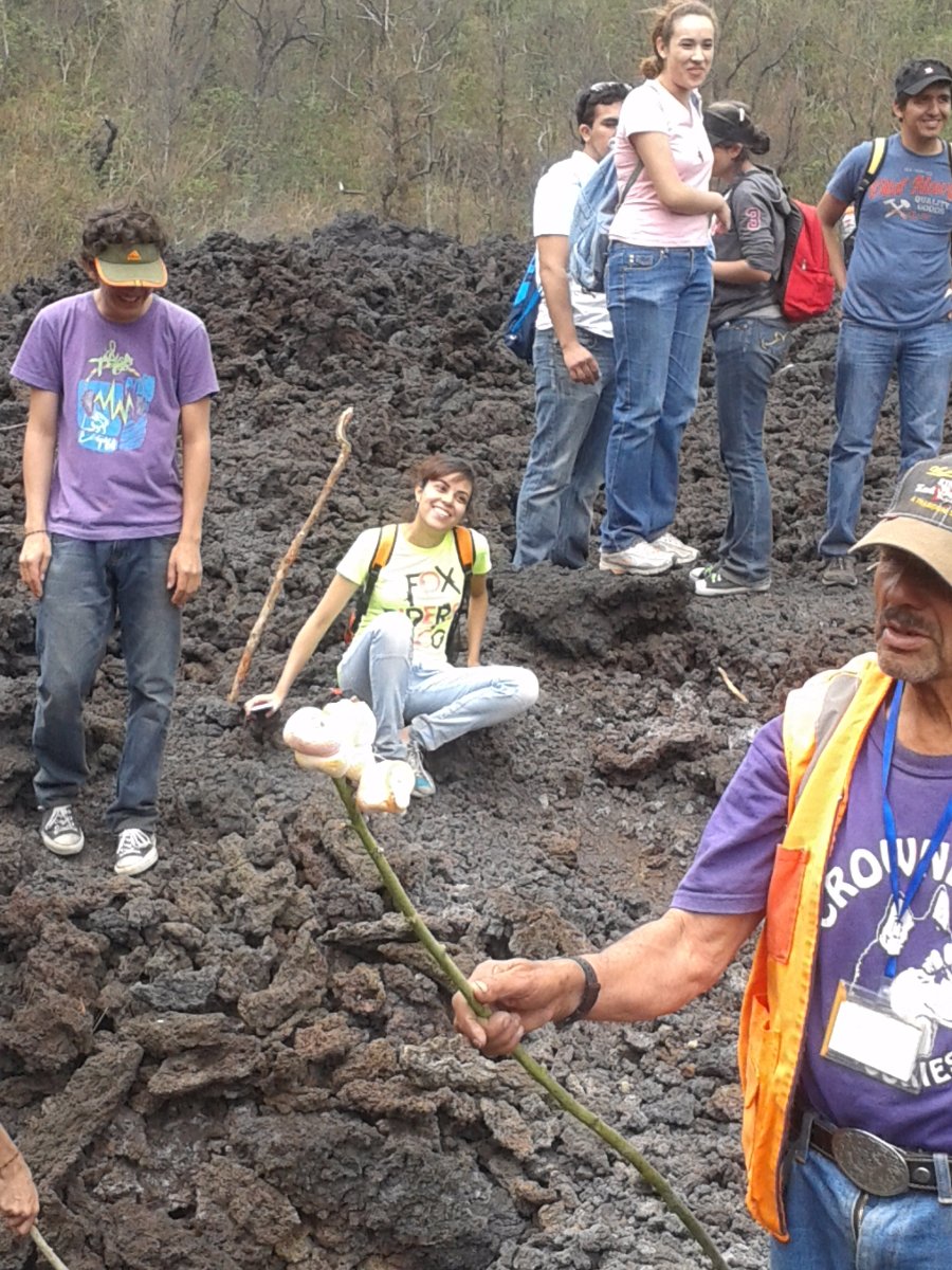 toasting marshmallows on pacaya volcano