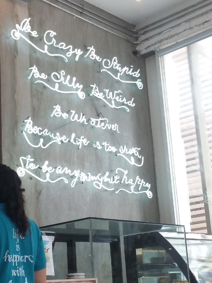 @cafe caw , with groupmates, blueberry cheesecake , milkshake