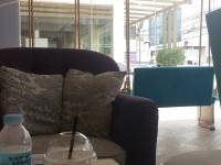@cafe caw , with groupmates, blueberry cheesecake , milkshake