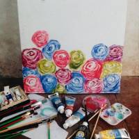 art, flowers, oil based, painting