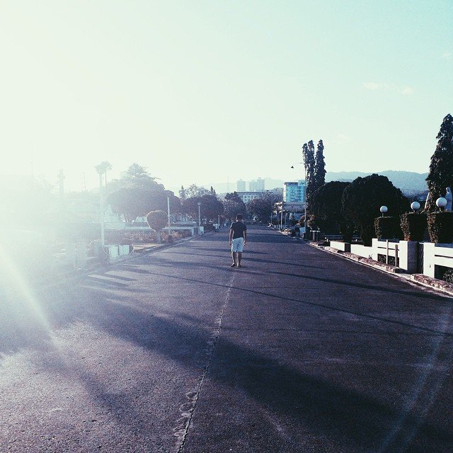 walk, sunrise