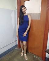 A girl in a blue dress