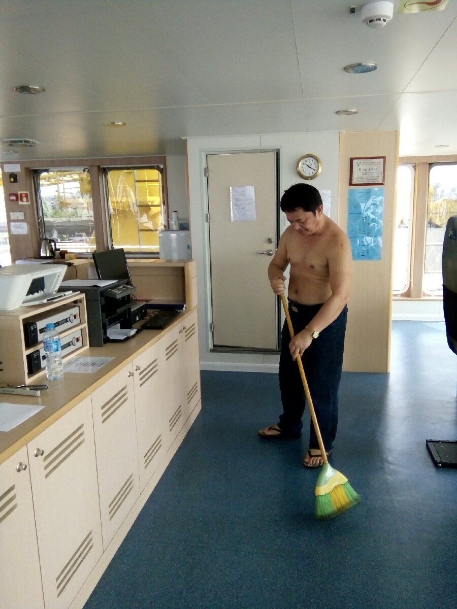 Cleaning the floor
