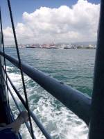 Riding a ferry boat