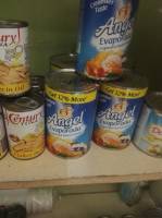 Canned goods, milk, tuna