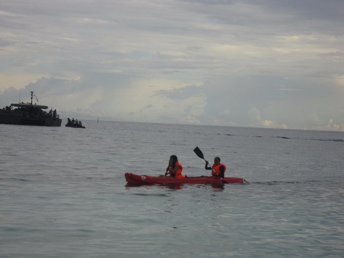 kayaking, with, sis