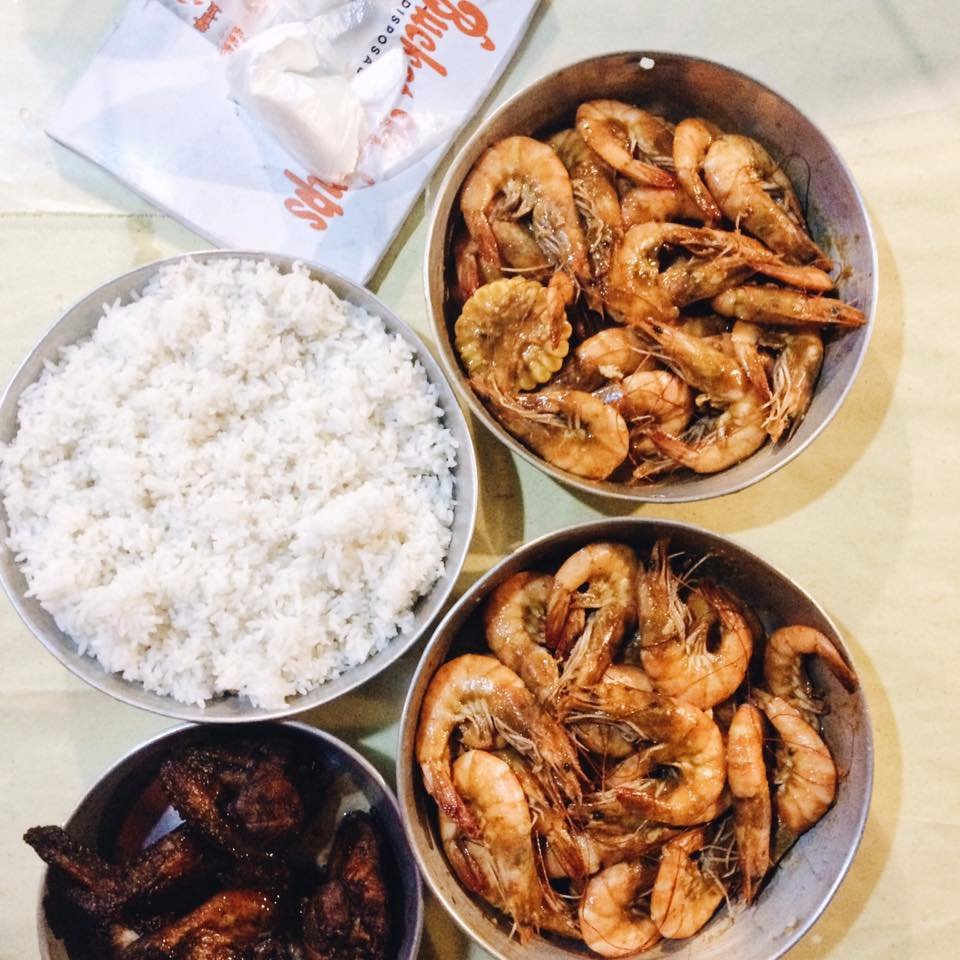rice chicken shrimp this is what i eat and live for haha