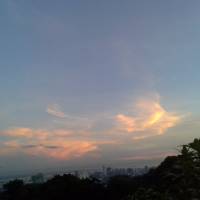 sky, view, sunset, top, city, orange, clouds, love