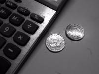 calculator, coins