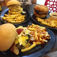 burger steak and lumpia shanghai at jollibee