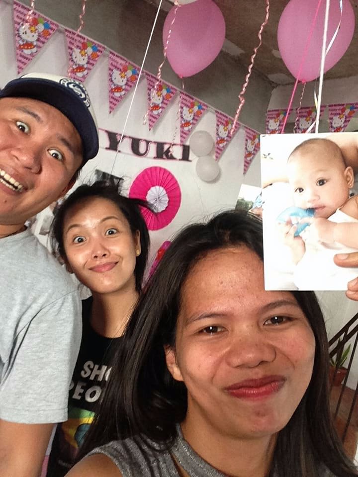During Princess Yuki Pacquig first birthday. Cute hanging picture of our Princess Yuki. Say hi to ninong and ninang