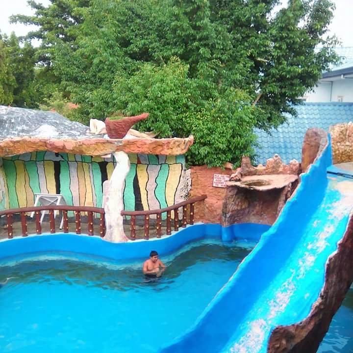 Slide, pool, blue