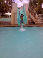 Slide, pool, blue