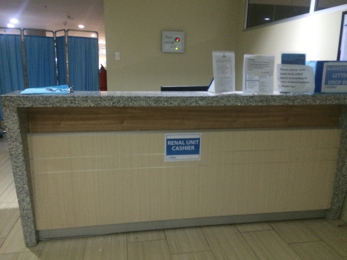 renal unit cashier, entrance, dialysis