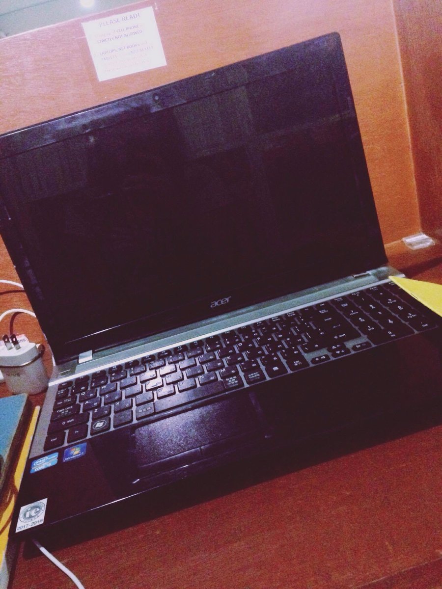 acer, black, laptop, favorite color, quite big and heavy