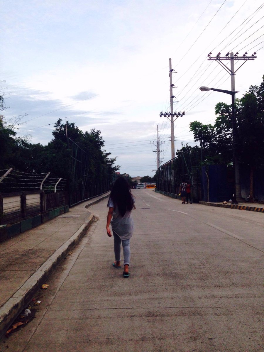 cousin, walking, in, the, street, alone, time, gray, shirt, and, jeans