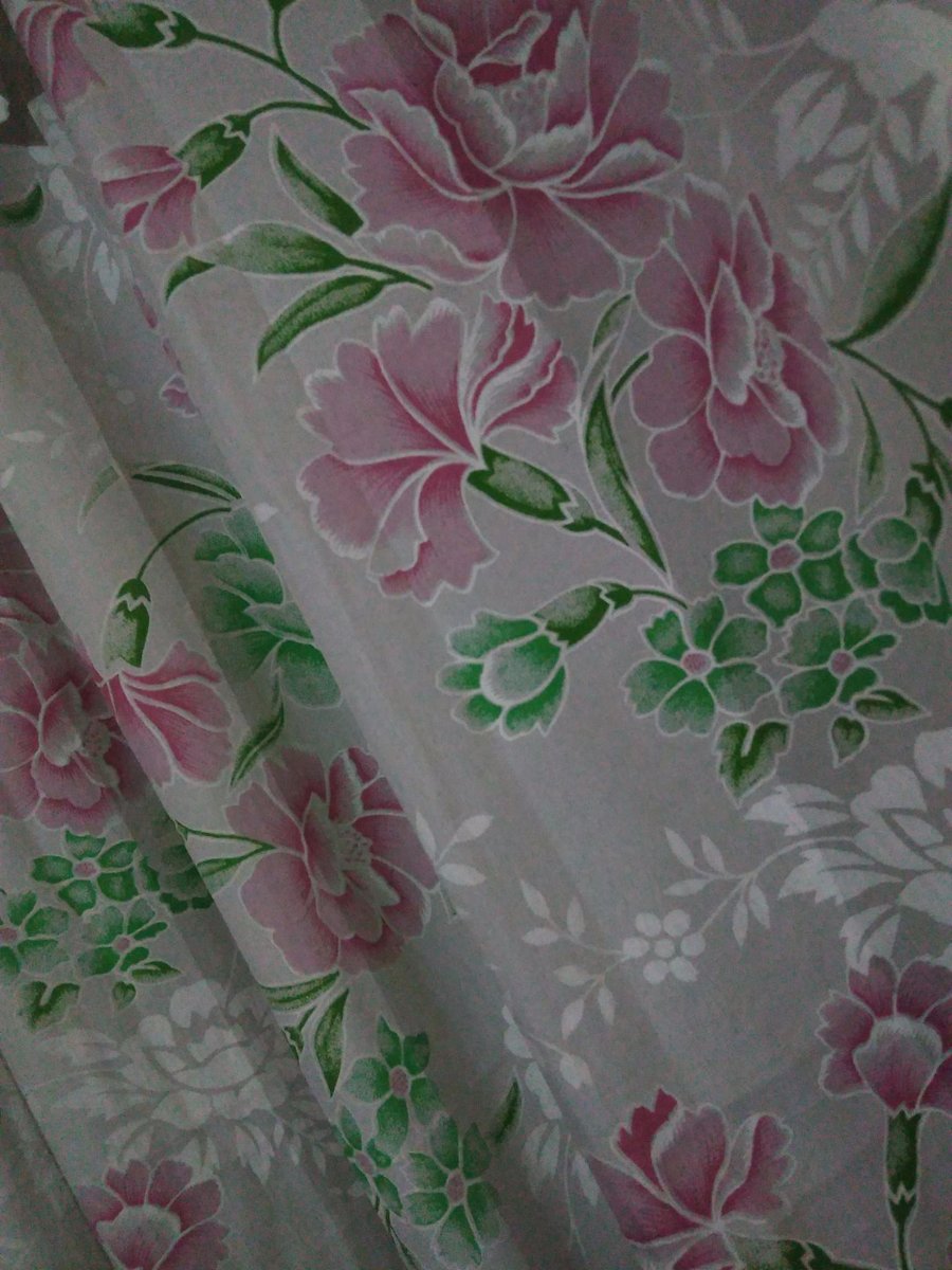 flower designed curtain at home