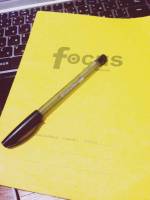 yellow notebook, with, black ballpen