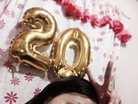 twentieth birthday gold balloons two and zero peace sign horray haha